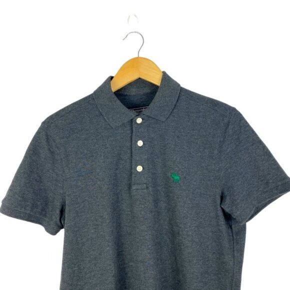 Abercrombie & Fitch Men's Gray Short Sleeve Logo Muscle Polo Shirt US S - Picture 3 of 6